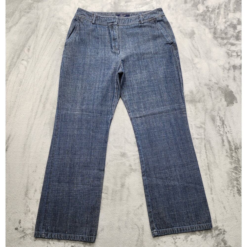 Vintage Jones Wear Sport Jeans Womens 14 Blue High Rise Wide Leg Casual Nautical